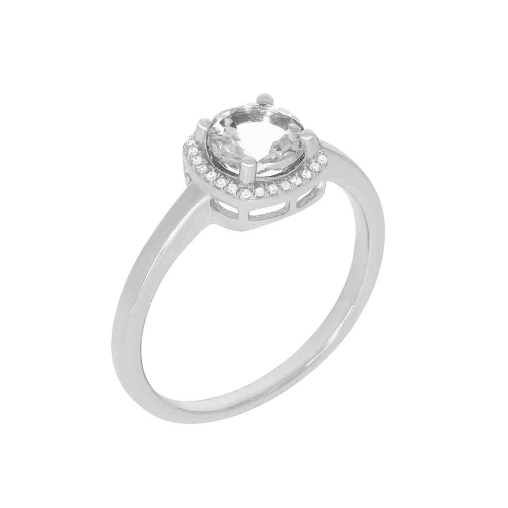 Round White Topaz with a Halo Ring PD31345ALR WHITE TOPAZ